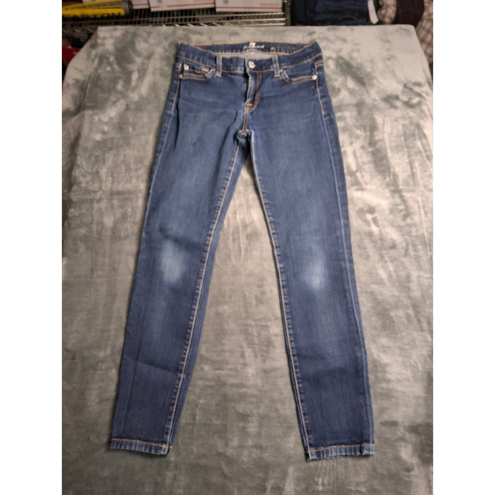 7 For All Mankind The Skinny Jeans Medium Wash Blue Denim Women